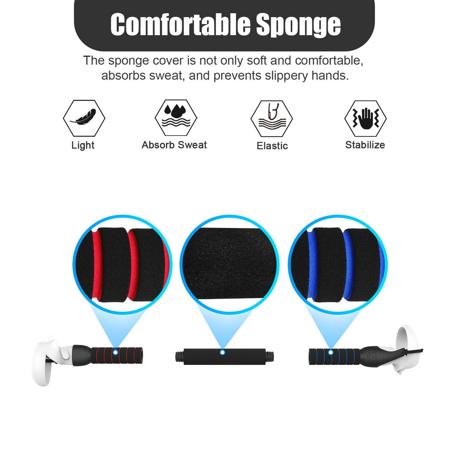 Dual Lightsaber Handles Extension Grips for Oculus Quest 2 or Rift S Controllers