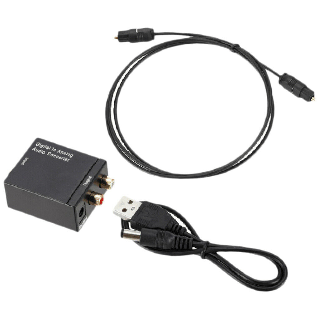 Digital  SPDIF Coax To Analog RCA Audio Adapter W/USB Optical Cable