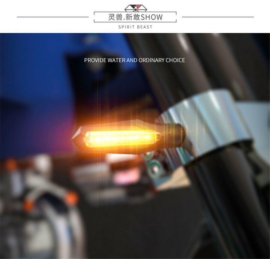 DC 12V Universal Motorcycle Sequential Flowing LED Turn Signal Indicator Lights