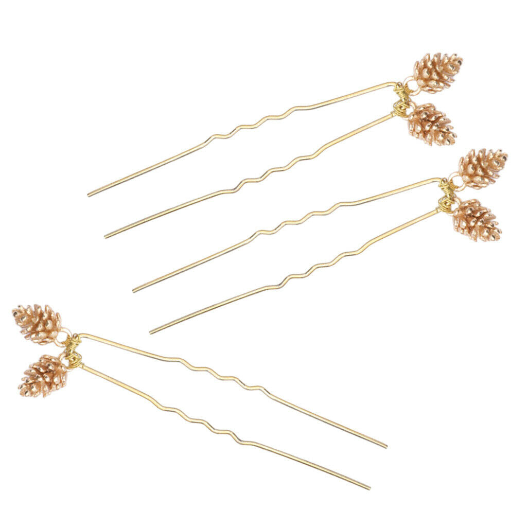 3x Headbands Headpiece Hair Comb Pin Clip for Wedding Bride Bridal Pine Cone