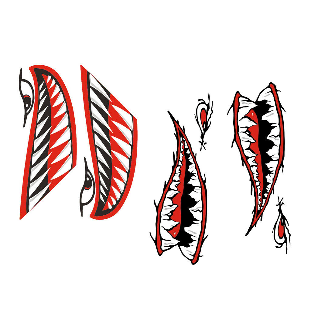 2 Pairs Vinyl Shark Teeth Mouth Decals Stickers for Kayak Canoe Boat