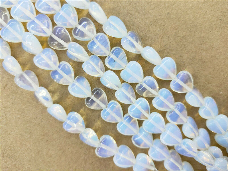 1 Strand 10x10x5mm White Opal Love Heart Spacer Loose Beads 15.5inch HH44