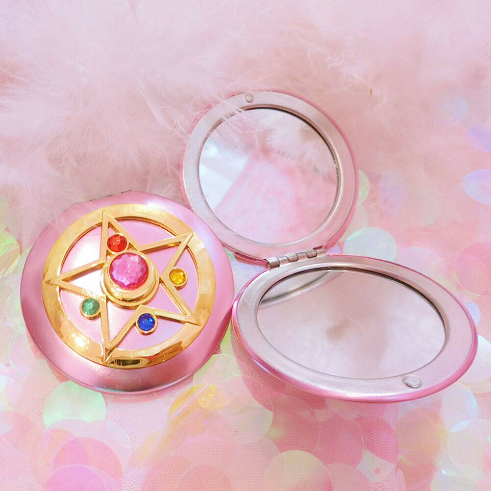 Portable Metal Crystal Star Makeup Mirror Anime Mirror Foldable Double Mirrors