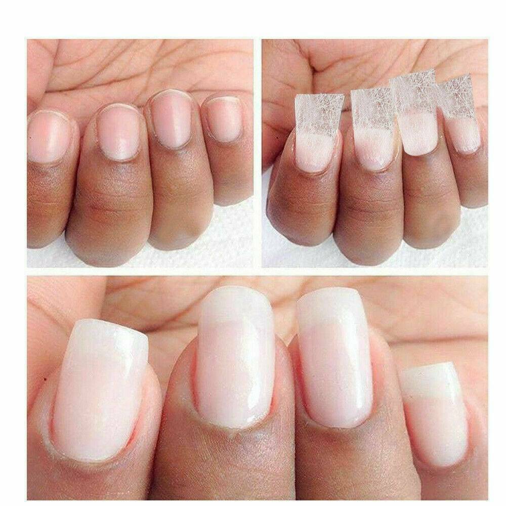 10/20pcs Nail Art Non-woven Silk Fiberglass Gel Tips Extension Fiber Kit Set UK~