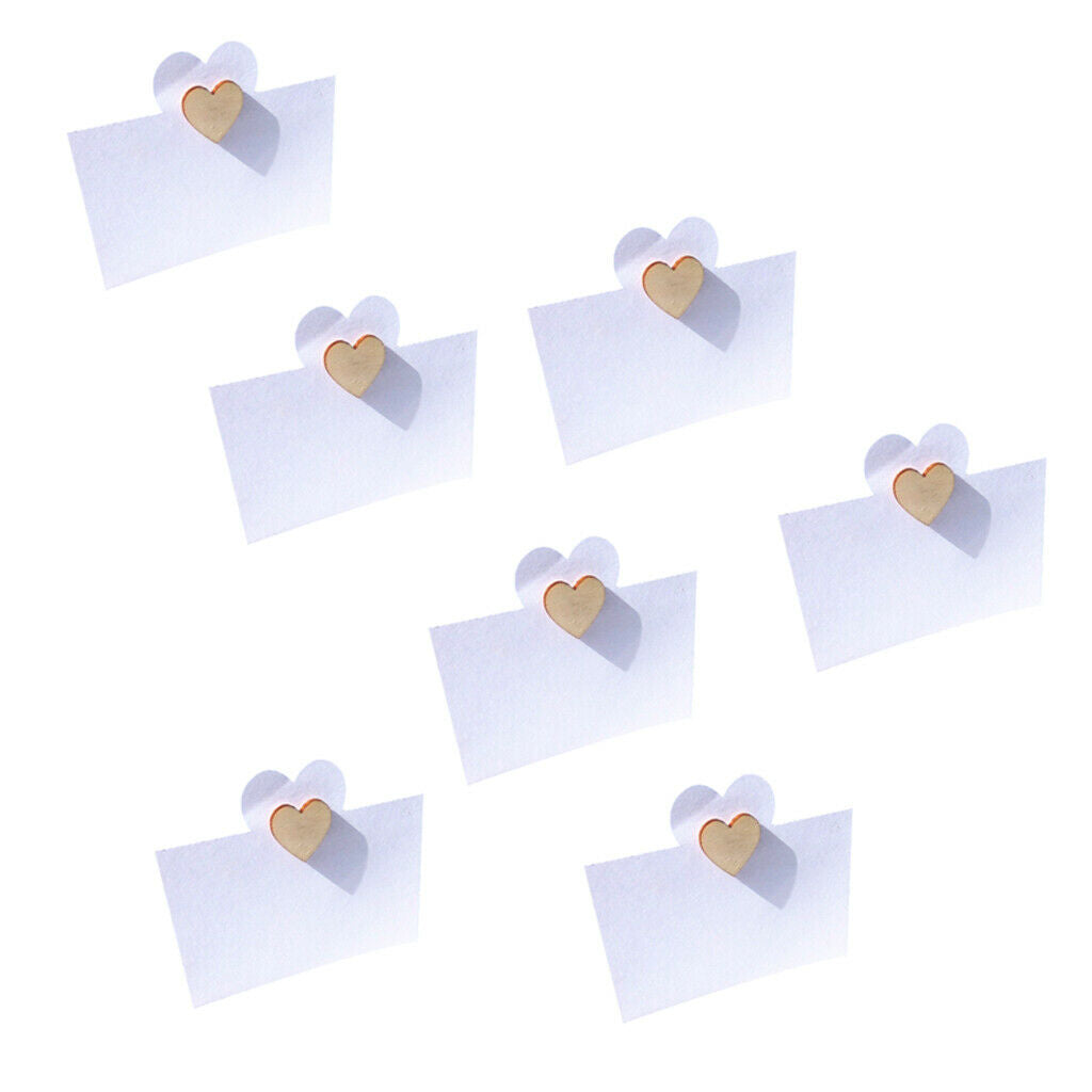 50 Pieces Wooden Love Heart Table Name Place Cards Wedding Party Decor Favor
