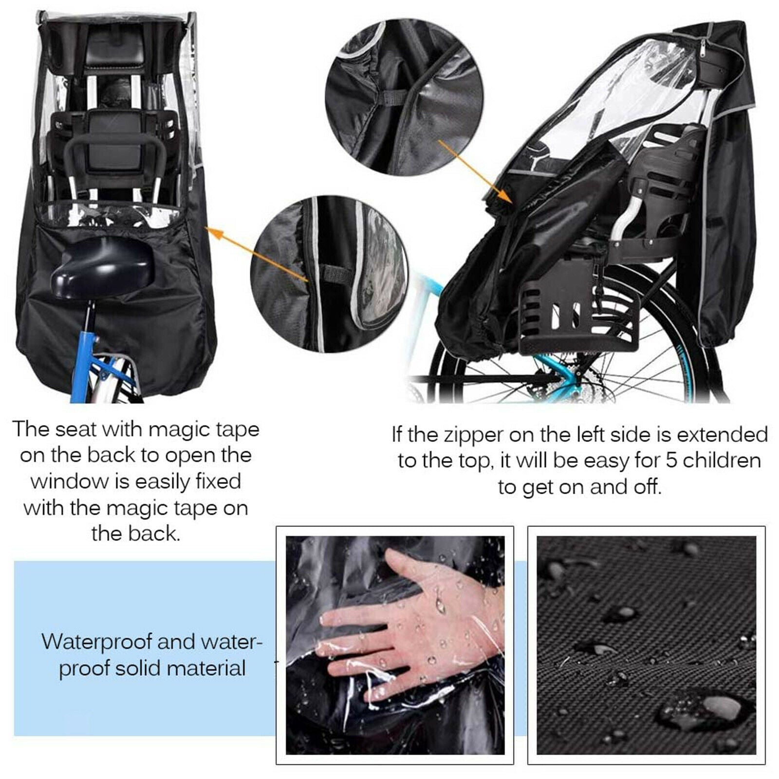 Universal Bike Children Rear Seat Breathable Cover Transparent Seat Protection