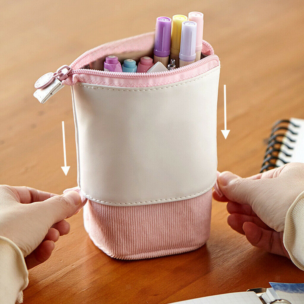 5pcs Stand up Pencil Telescopic Holder Case Stationery Case Makeup Bag