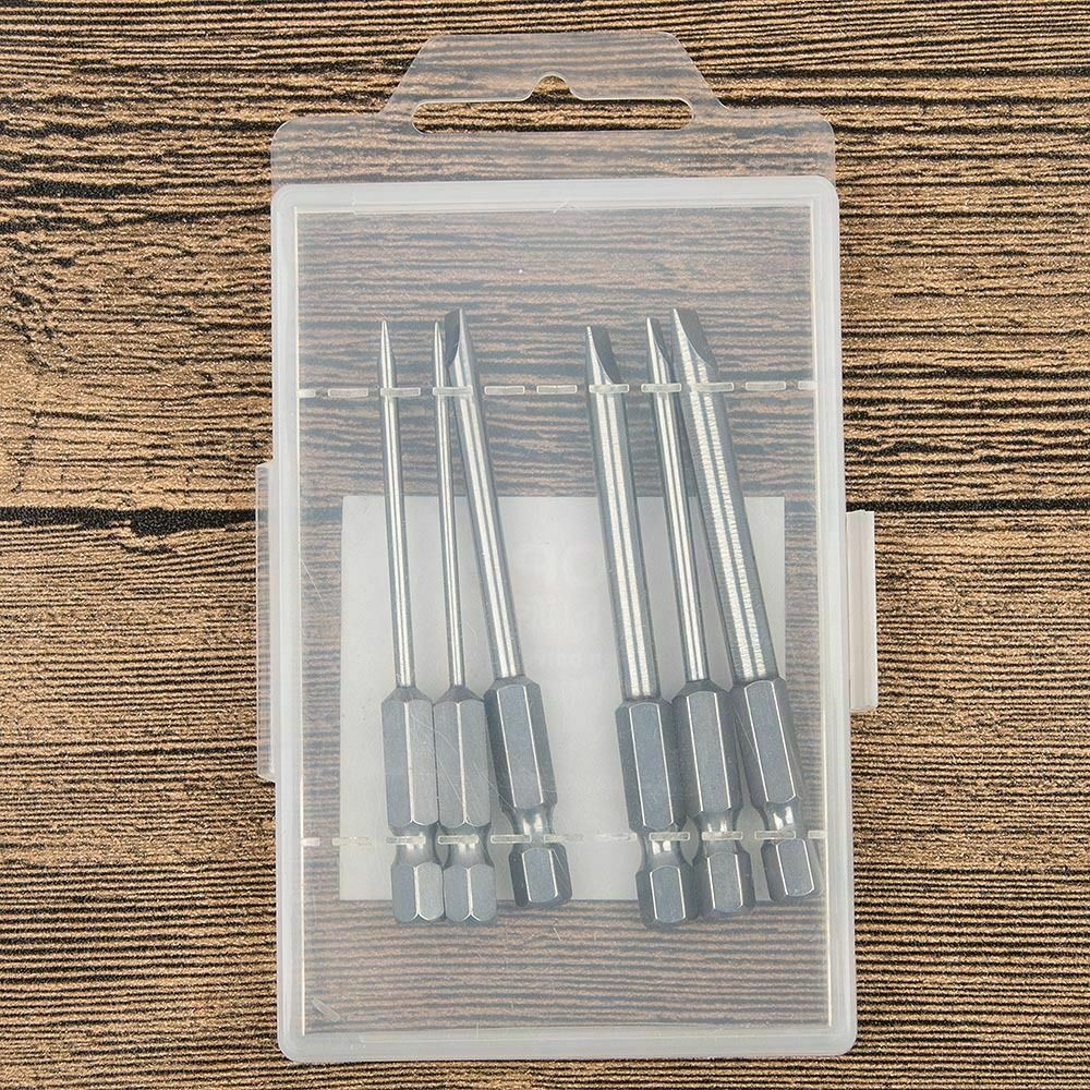 6xMagnetic 75mm S2 Steel Flat Head Impact Hex Screwdriver Bar Bits Drill Set L