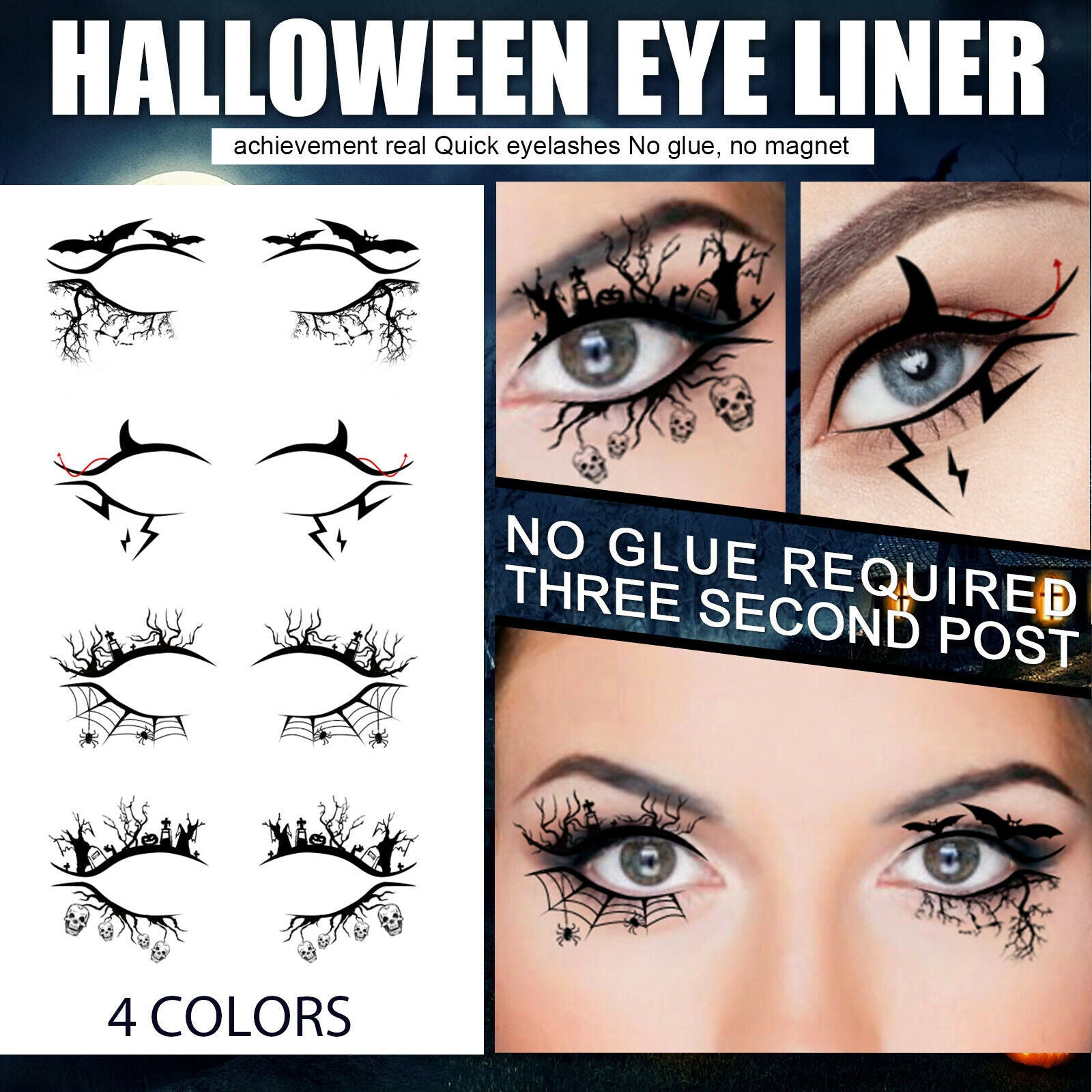 1 Sheet Halloween Eye Shadow Eyeliner Cosmetic Stickers for Stage Decoration