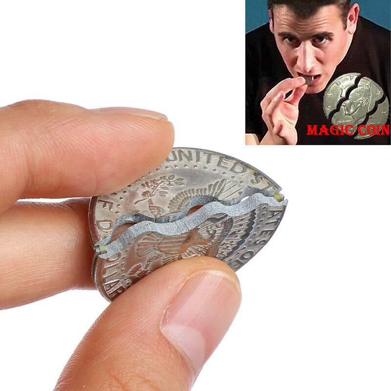 Three fold bite coin dollars magic close-up street magic tricks prop bite.l8