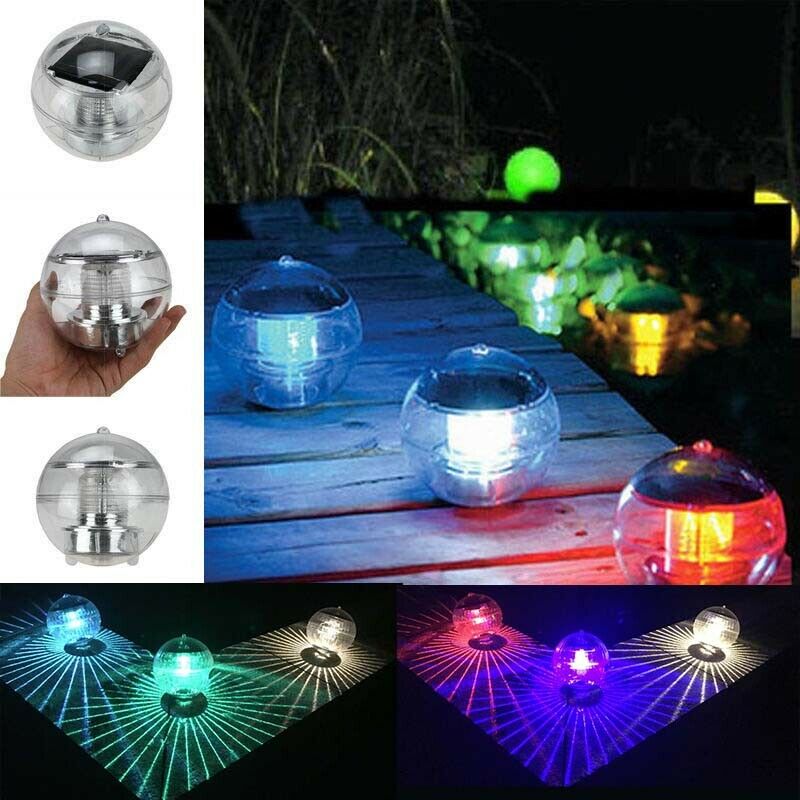 2X Solar Power Water Floating Light Swimming Pool Ball 7-Color LED Flashing Lamp