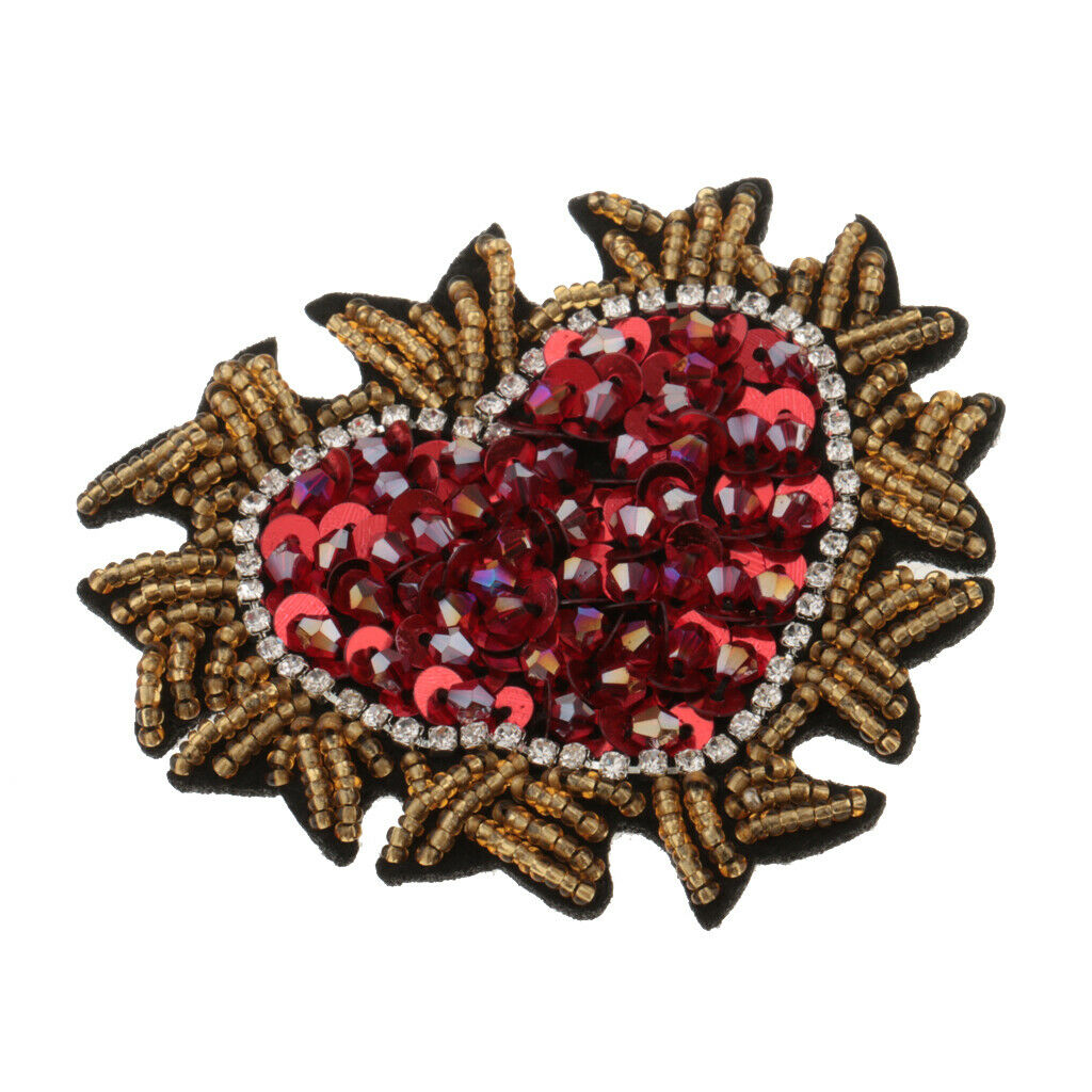 Heart Sequin Beaded Patch Sewing Embroidery Motif Applique Patches DIY Craft
