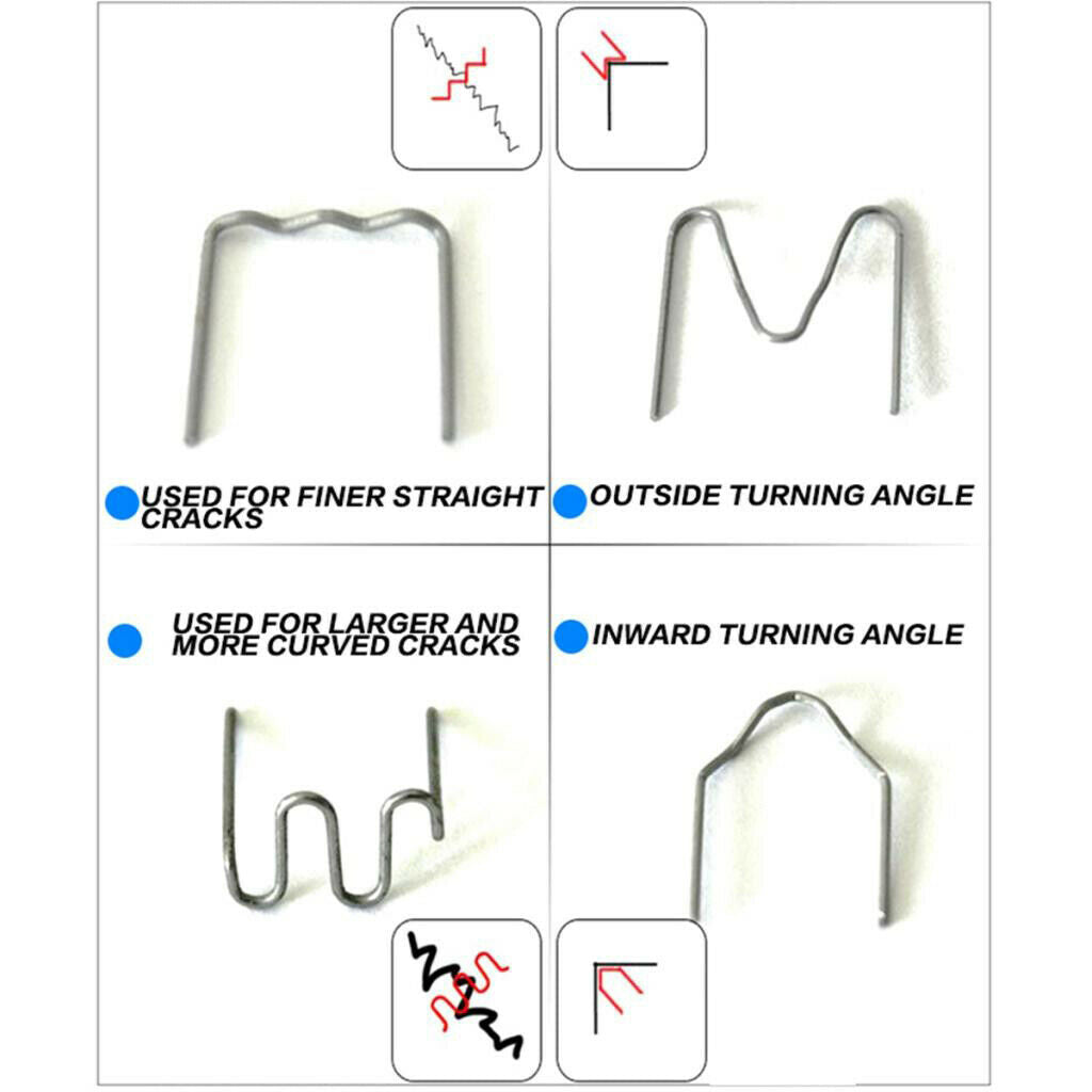 100pcs 0.8mm Pre-Cut S Type Staples Repair Welders For Car Plastic Welder