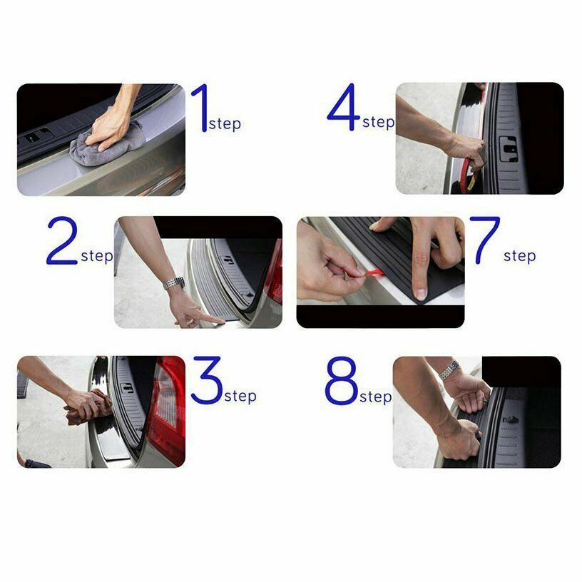 1X JDM Black Rear Rubber Bumper Guard Protector Flexible Adhesive Most Car Truck