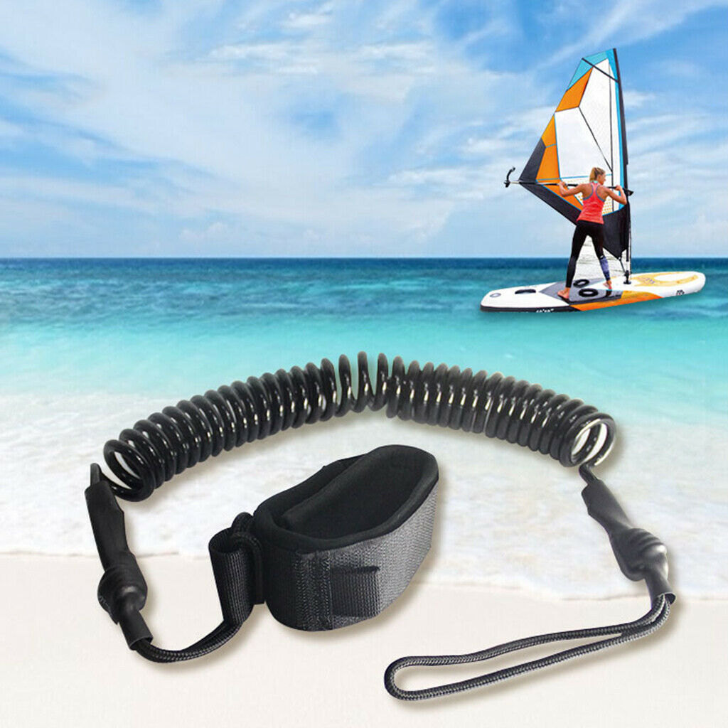 Surfboard Leash 10' Coiled Leg Rope Ankle Strap Leash for Stand UP Paddle Surf