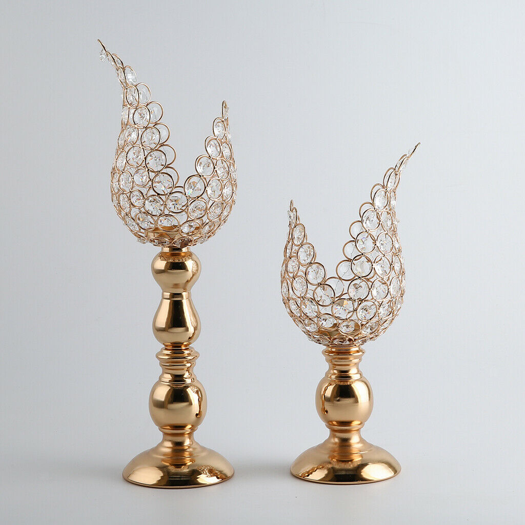2pcs Candle Holder Stick Candlestick Crystal Vanity Dresser Bedroom Decor