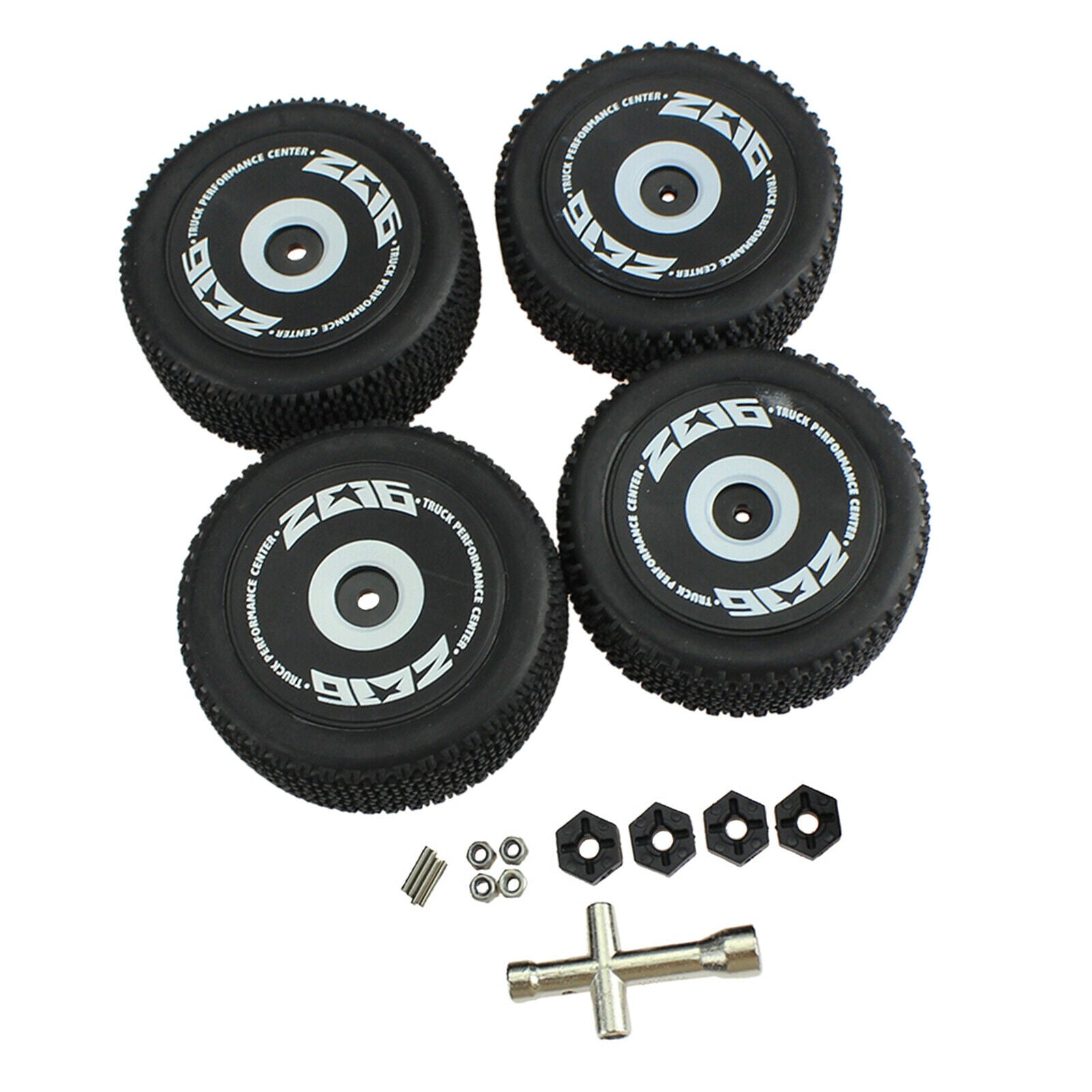 4PCS RC Car Rubber Front and Rear Wheel Rim Tires Bolt Screw Sleeve Accessories