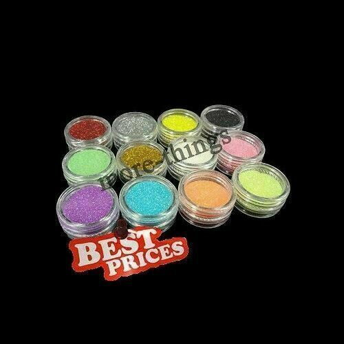 12pcs Color Glitter Powder Dust Nail Art Tip Decoration Set C