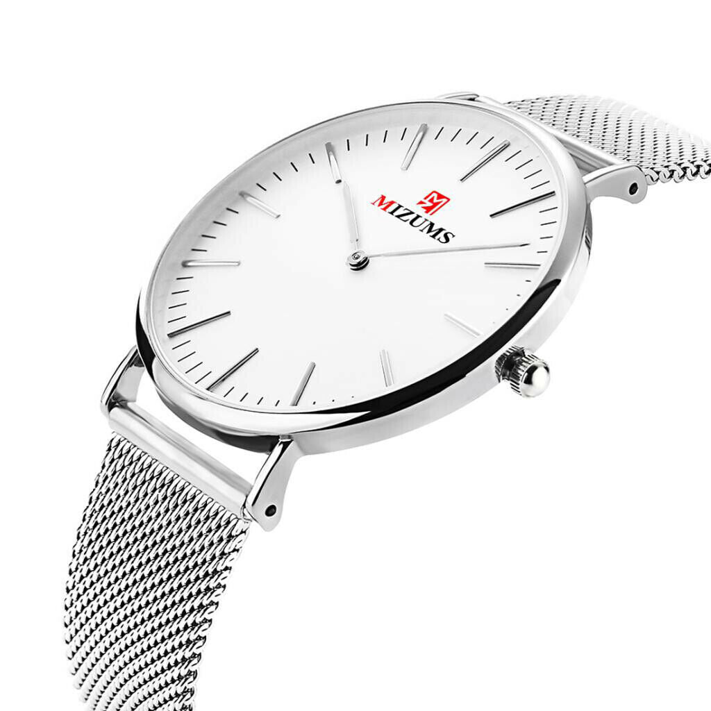 Men Watch Steel Band Quartz Waterproof Watch Business Casual Watch White