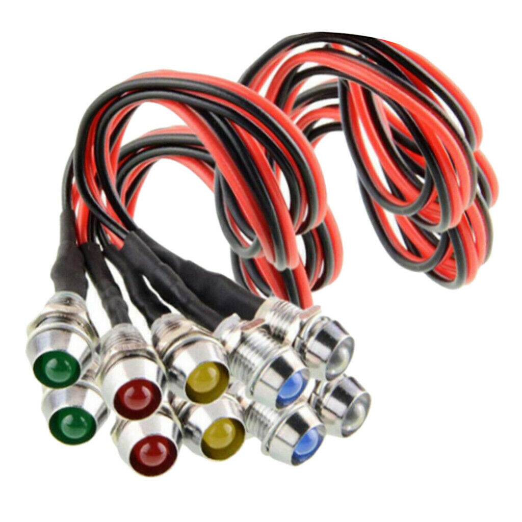 10 Pieces 12 V 10mm Metal LED Dashboard Warning Light Display Car Truck