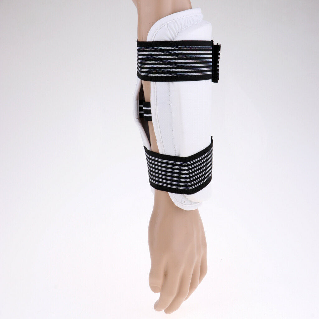 2 Pair of Taekwondo Shin and Forearm Pads Extra Protector Guards, White, M Size,