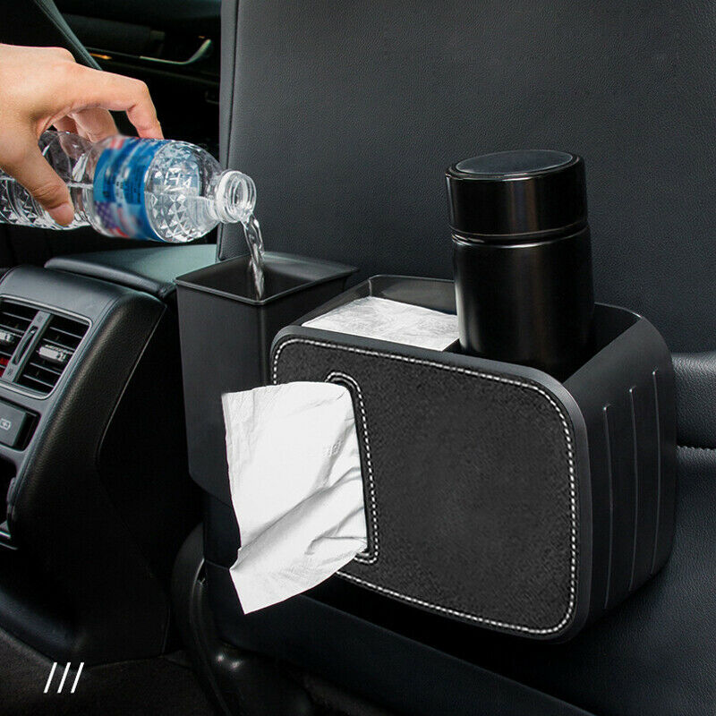 Car Seat Back Trash Garbage Dust Case Multi-function Water Cup Holder Tissue Box