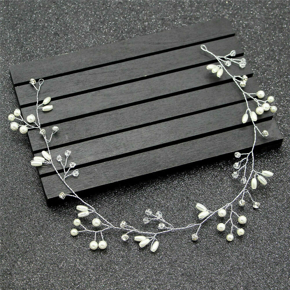 Pearls Wedding Hair Vine Crystal Bridal Accessories Diamante Headpiece AU