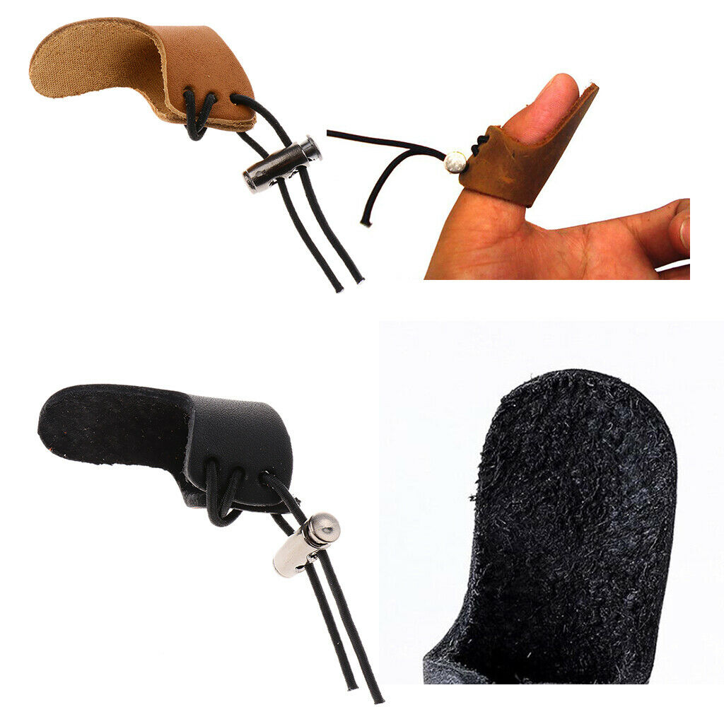 Leather Archery Finger Tab For Recurve Bows Hunting Finger Protector Black