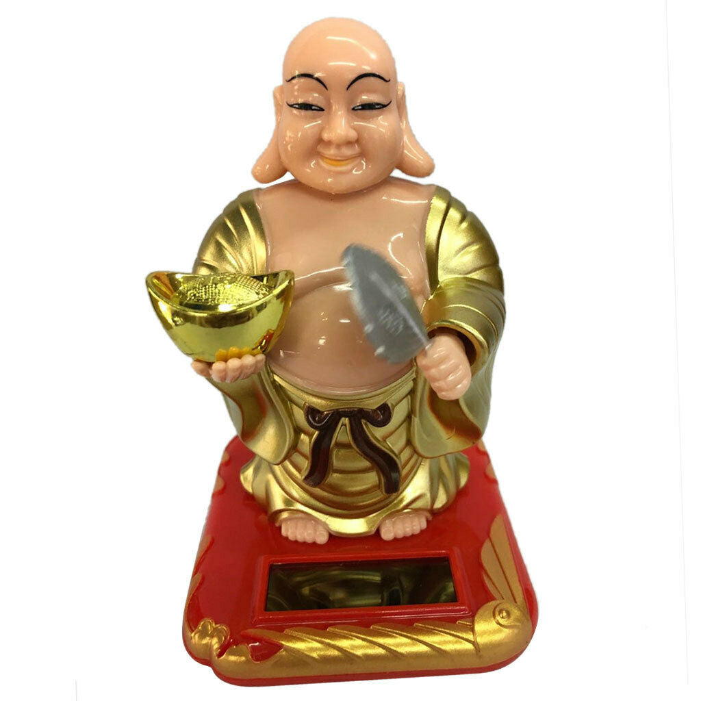 Solar Powered Lucky Pig  Buddha Statue Car Dashboard Ornaments Kids Toys