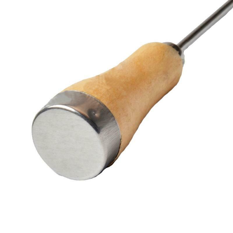 Single Fork Halberd Ice Breaker with Wooden Handle Metal Cover Stainless Steel