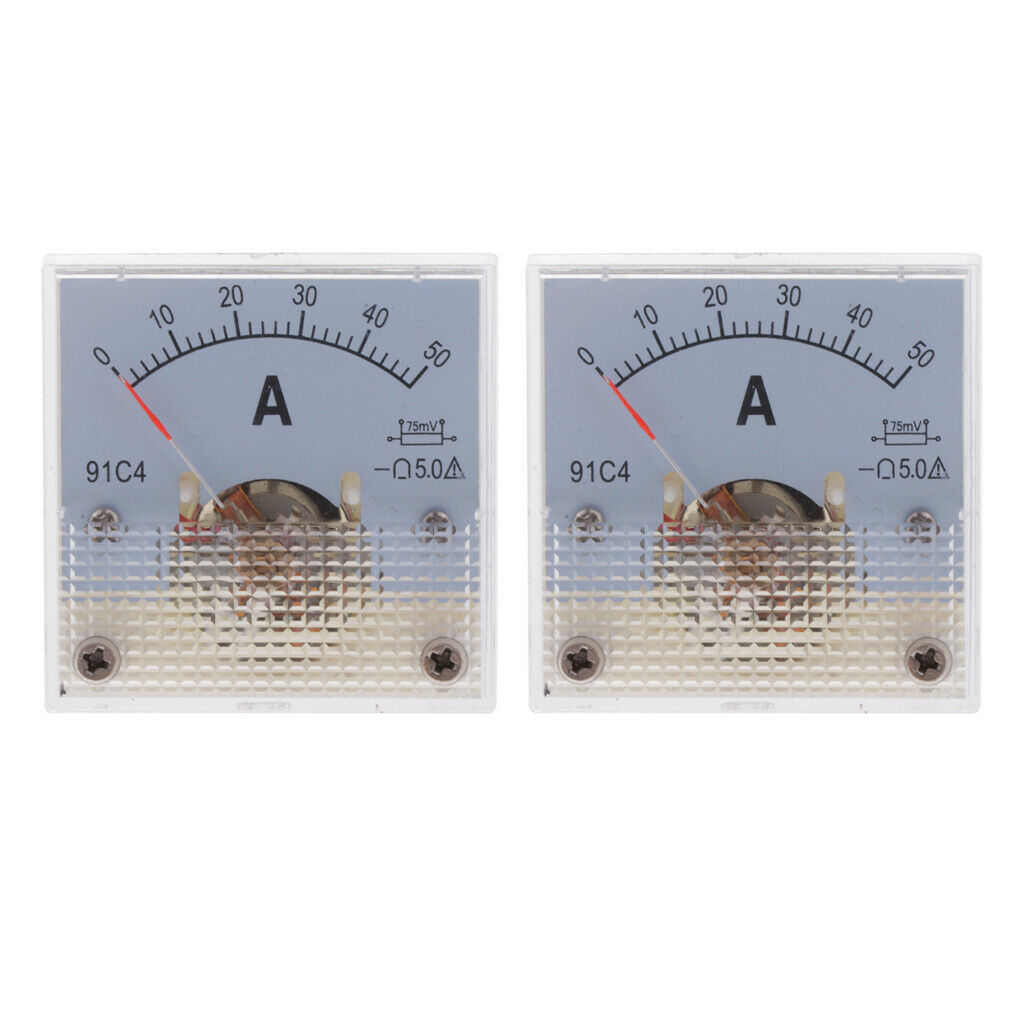 2 Pack Plastic Ammeter Analog Panel Meter Amp Meter Current Meter 75mV