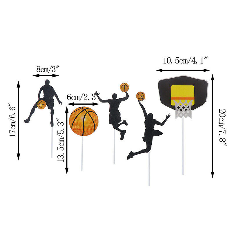 Basketball Acrylic Cake Topper  Slam Dunk Cupcake For Birthday Sports Party Y1