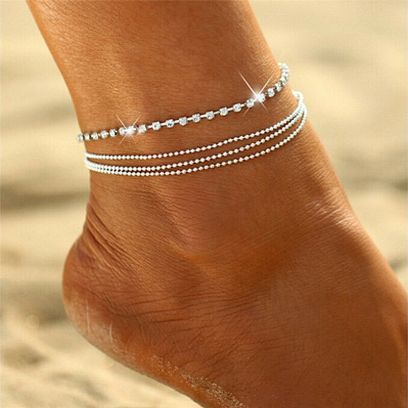 Multilayer Sexy Crystal Anklet Foot Chain Summer Charm Anklet Foot Jewelry D Rf