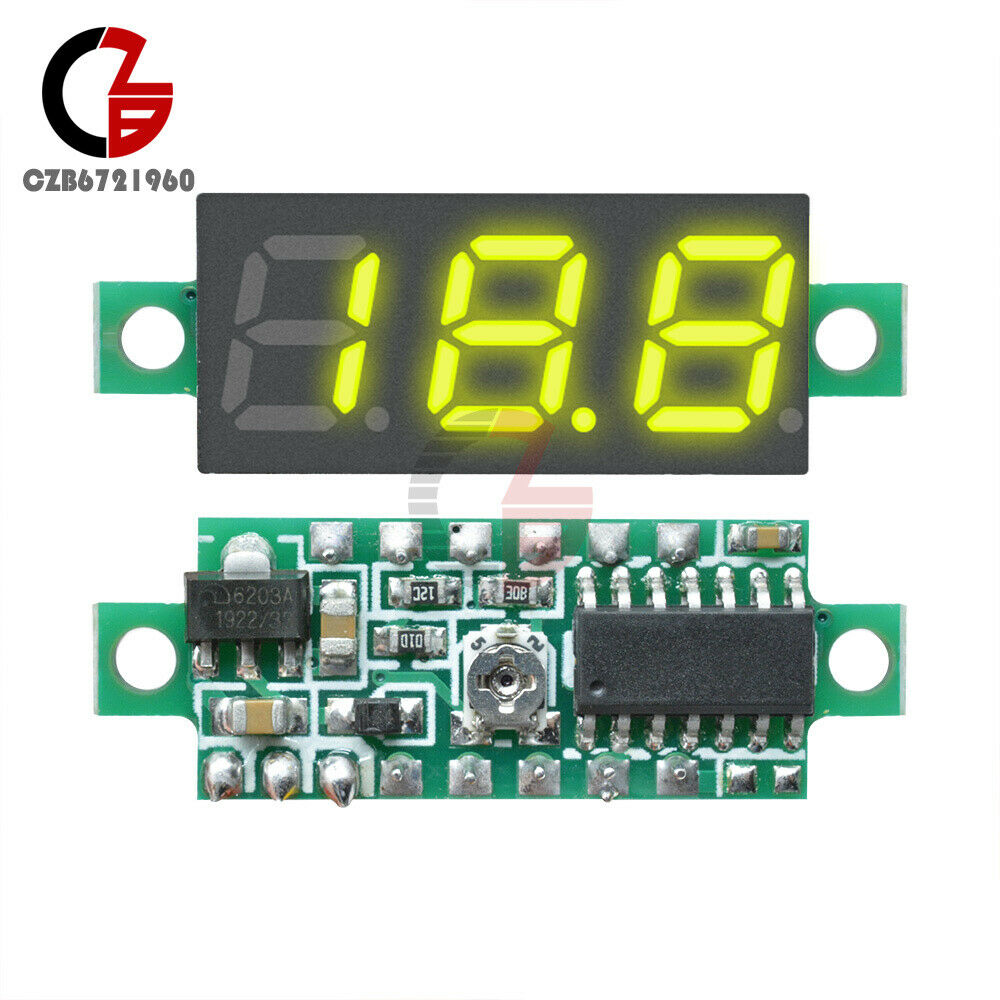 0.28" Yellow LED DC 0-100V Voltmeter Digital Display Voltage VOLT METER 12V 24V