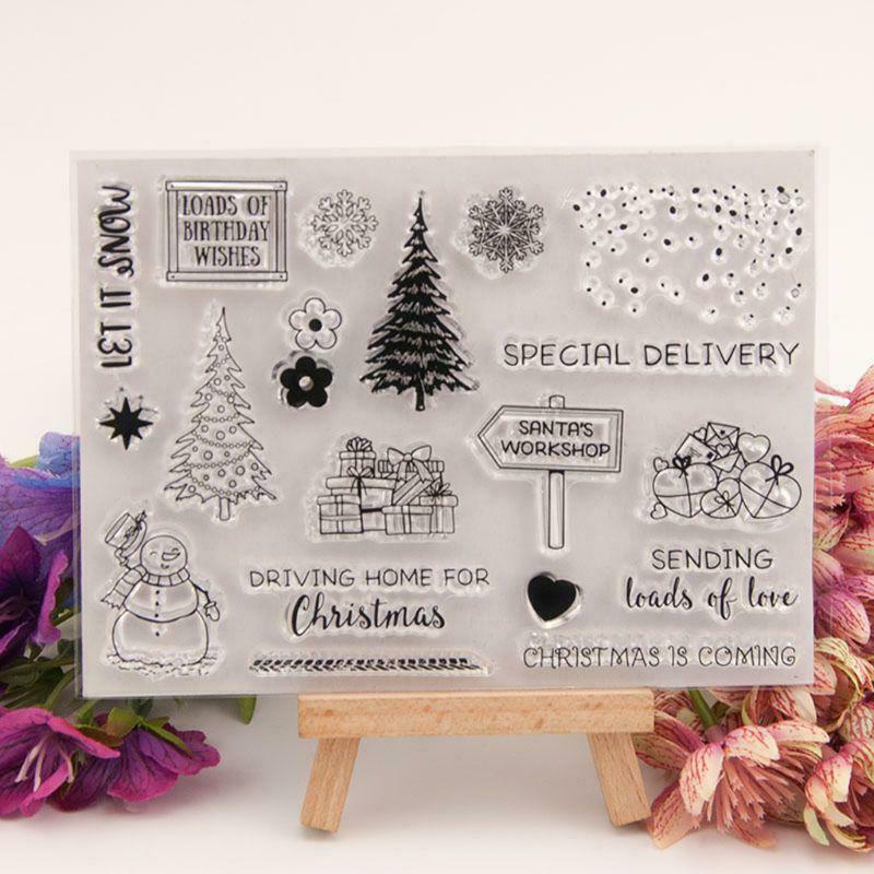 Christmas Tree Snowman Silicone Clear Stamp Seal DIY Scrapbook Embossing Album