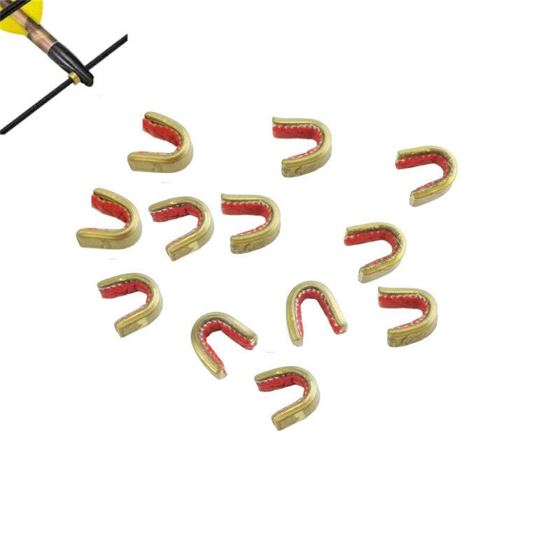 50pcs Archery String Nocking Points Brass Buckle Clips Nock Bow String Protector