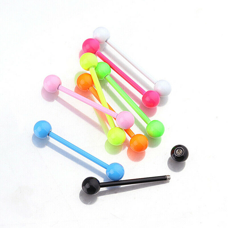 8Pcs Stainless Steel Piercing Tongue Ring Body Piercings Barbell Body Jew.l8