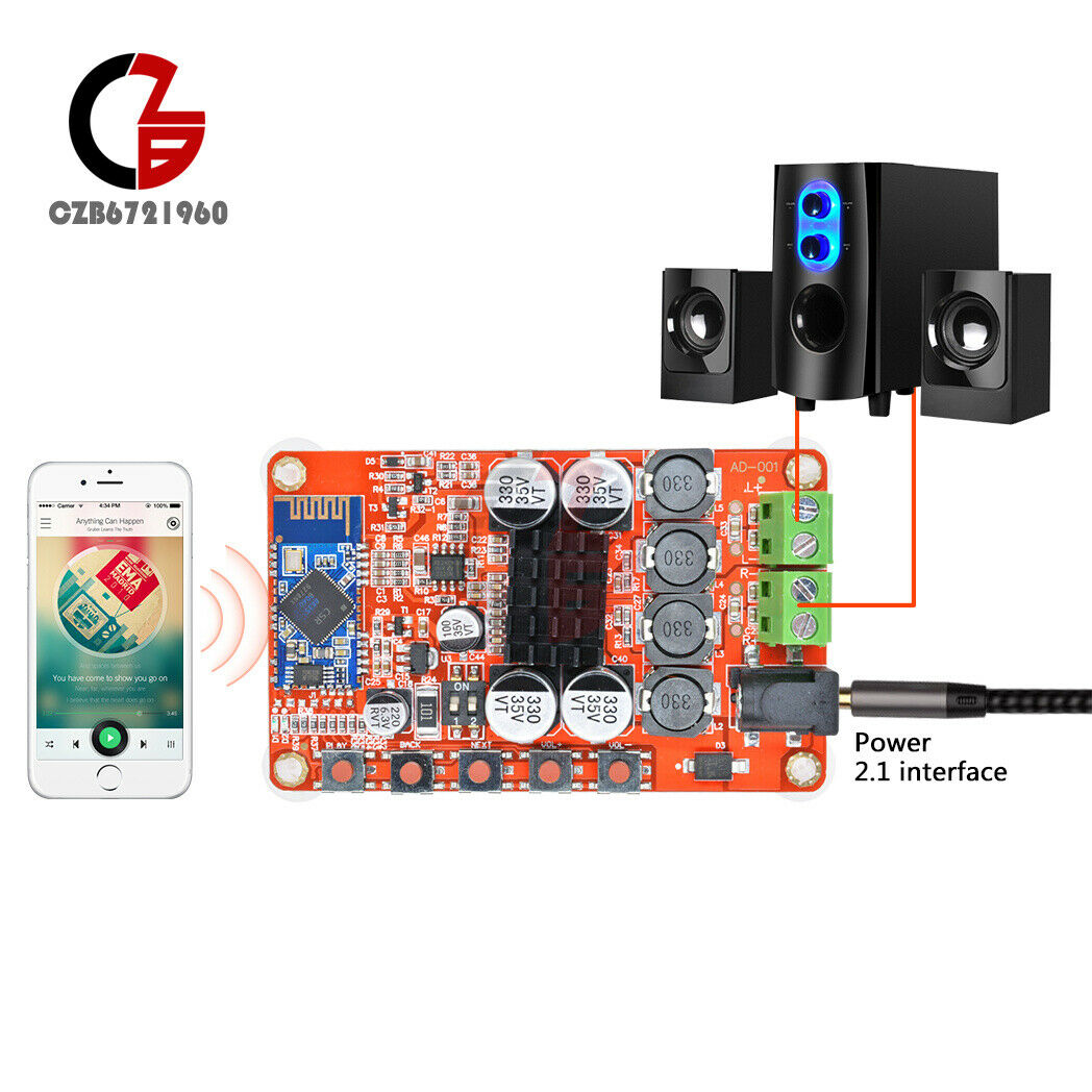 TDA7492P Aideepen 2x50W Dua Channel Bluetooth 4.0 Audio Amplifier Receiver Board