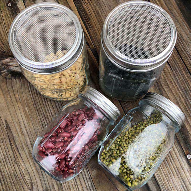 Sprouting Jar with Stainless Steel Screen Lid Wide Mouth Quart Mason Sprouter