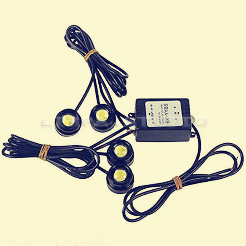 4in1 12V Hawkeye LED Voiture Urgence LumiÃ¨res Stroboscopiques DRL Fil Remote Kit