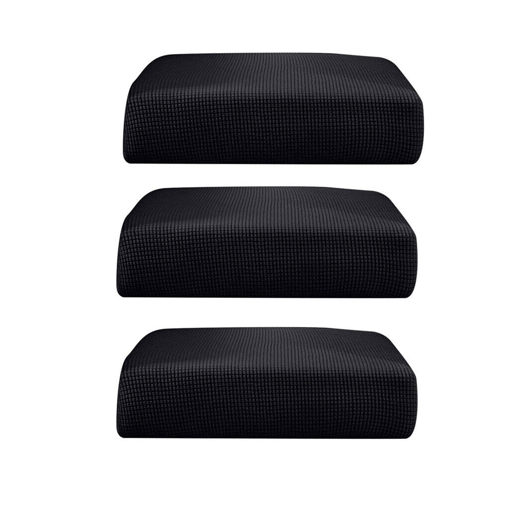 3Pieces Black_Size S Elastic Sofa Futon Seat Bench Cushion Slip Cover Couch