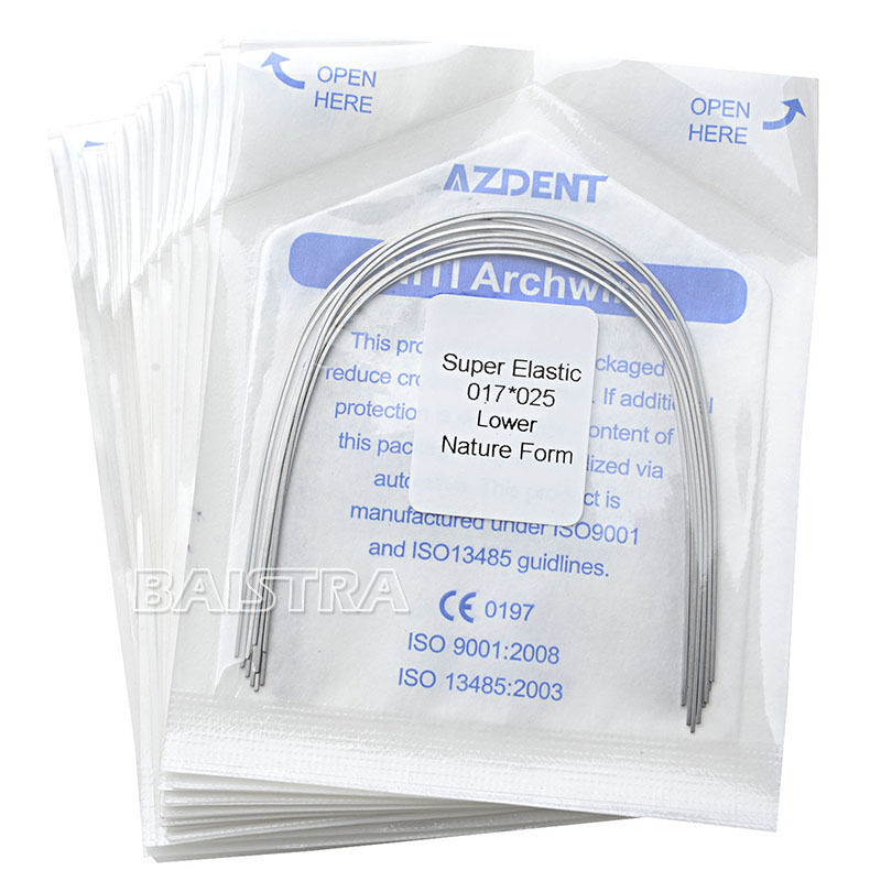 100X Dental Ortho Super Elastic Niti Rectangular Arch Wire 17X25 Lower Natural