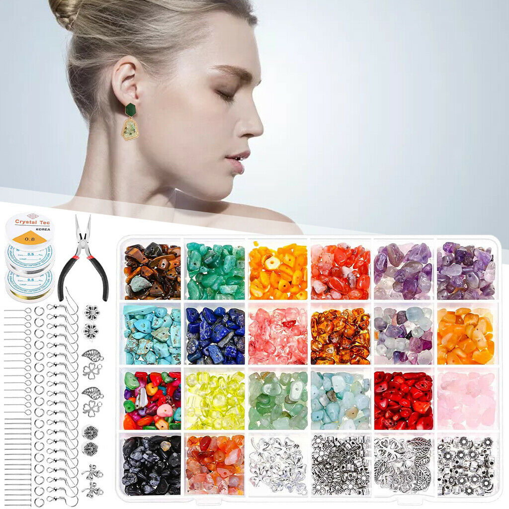 1184Pcs Irregular Chips Stone Beads Kit for Jewelry Earring Making Supplies