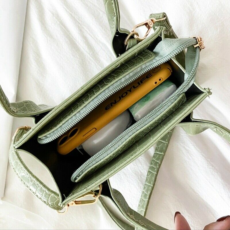 Small Women's Bag Pure Color Top-Handle Shoulder Bags Lady Luxury Pu LeatherK7Z5