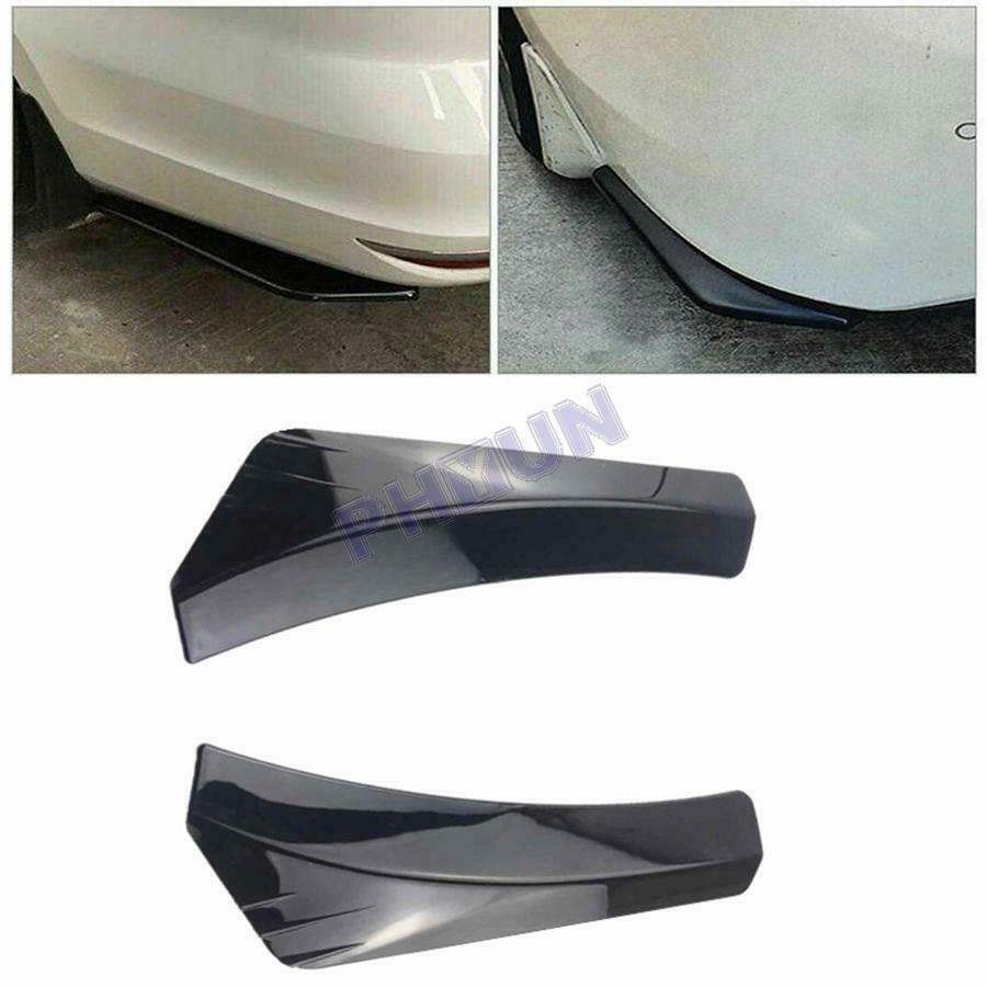 2x Car Rear Bumper Lip Splitter Protector w/ Screws Glossy Black ABS Universal