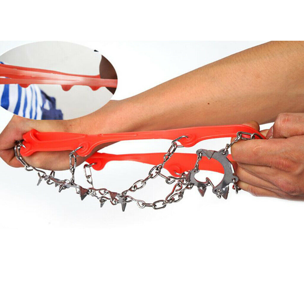2 Pair 13 Tooth Ice Cleats Crampons Tiger-Shaped for Hiking Walking Jogging