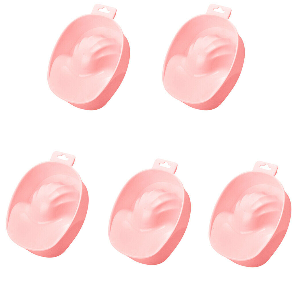 5 Pieces Nail Art Manicure Care Soak Bowl Polish Remover Soak Tray Pink