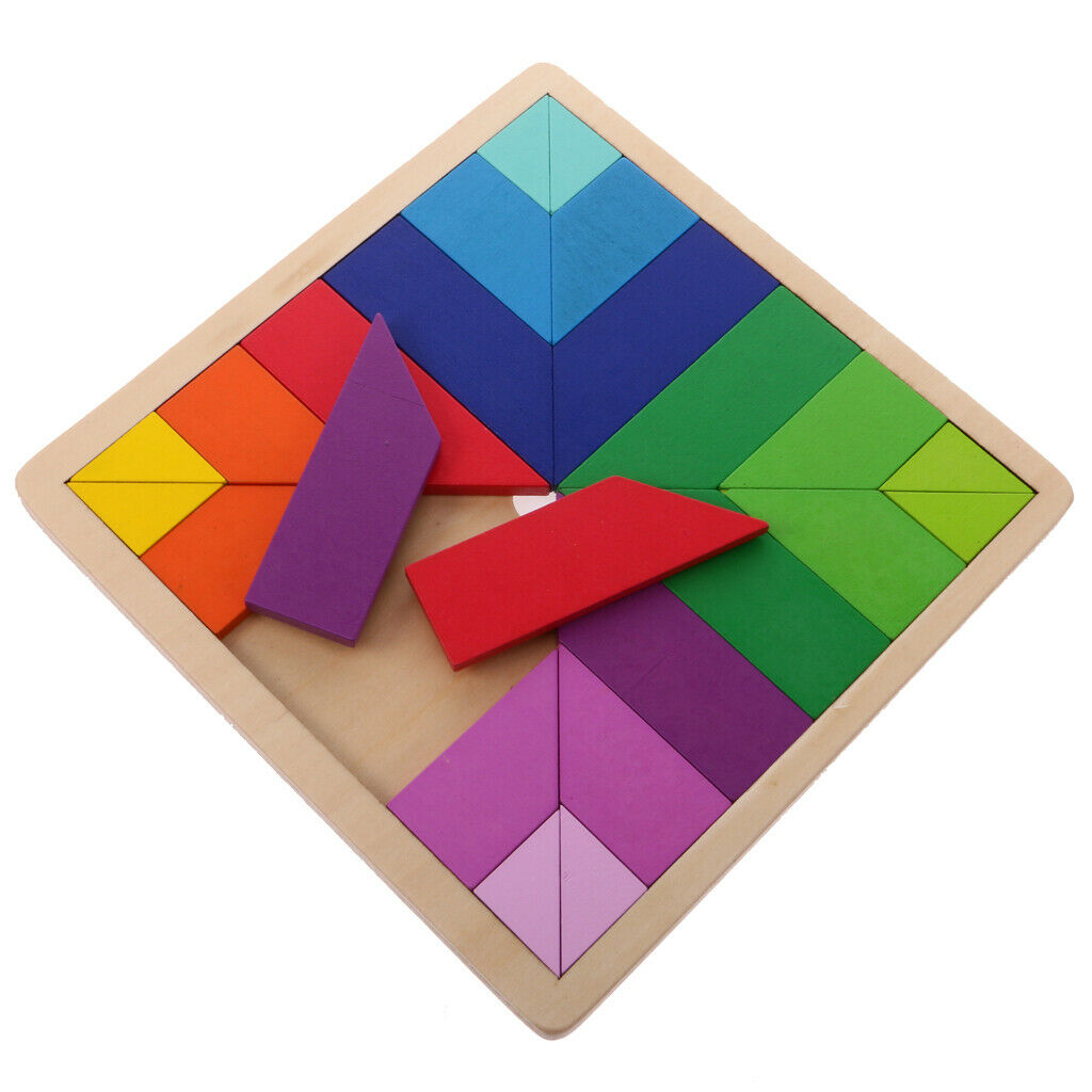 Children Colorful Wooden Puzzle Tangram Brain Teaser Game Children's Toys # 1