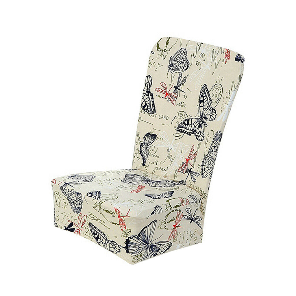 3x Polyester Spandex Chair Seat Covers, Removable Washable Elastic Cushion