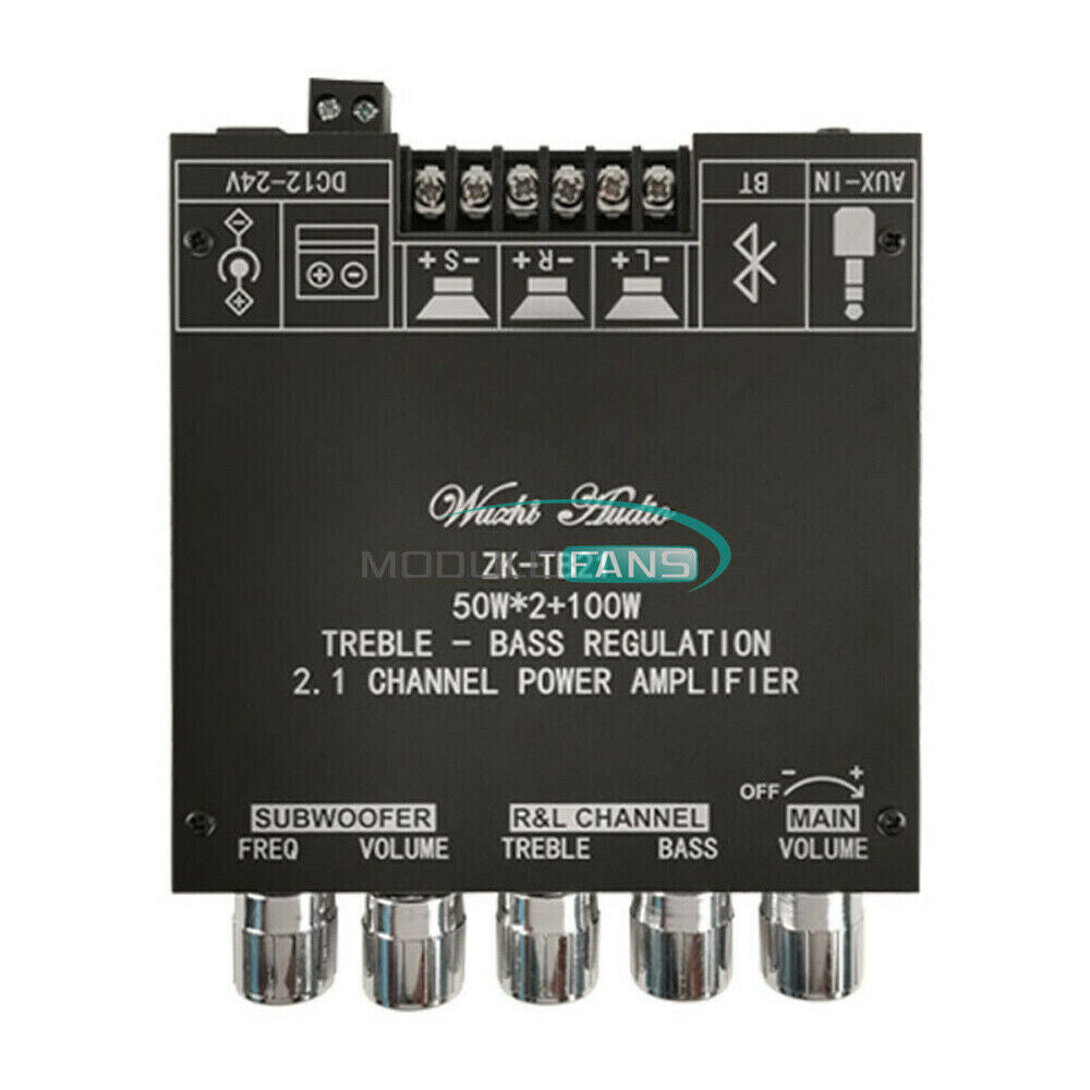 Bluetooth 5.0 TPA3116D Digital Amplifiers Board 2.1 Channel Audio 2*50W+100W AUX